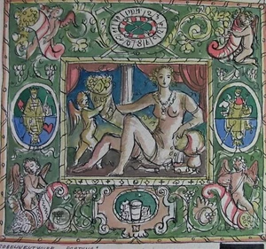 - Karl Gries (1897-1975) - FORTUNA - nacktes Mädchen mit Putti - Gobelin-Entwurf - Bild 1 von 6