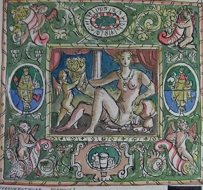 - Karl Gries (1897-1975) - FORTUNA - nacktes Mädchen mit Putti - Gobelin-Entwurf - Bild 1 von 4