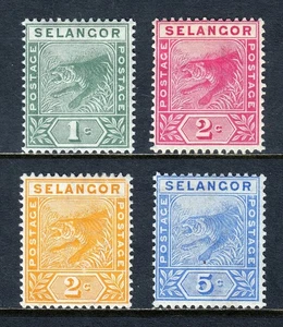 MALAYA (SELANGOR) — SCOTT 24-27— 1891-95 TIGER SET — MH — SCV $36 - Picture 1 of 2