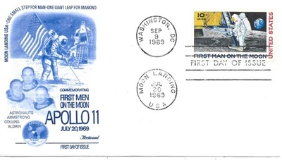 U.S.A. SPECIAL F.D.C.9/9/69 SG A1367; ADDED HANDSTAMP "MOON LANDING" 20/7/69 - Image 1 of 2