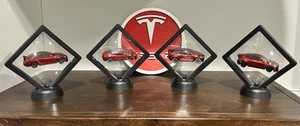 Tesla Models S.3.X.Y 🚗 In Ultra Red 1/64 Scale With Display Stands, Elon Musk - Picture 1 of 5
