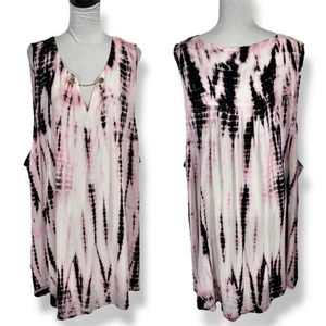 NEW Torrid Tie Dye Tunic Tank Size 6 6X Relaxed Pink Black Sleeveless Boho Retro - Picture 1 of 14