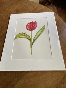 Water Colour of a Red Tulip Signed by Bente De Grey - Picture 1 of 7