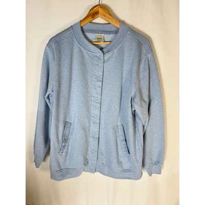 Cardigã feminino Blair azul claro frente de pressão moletom PL - Imagem 1 de 4