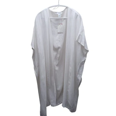 Kimono Cynthia Rowley Mezcla de Lino Tejido Frontal Abierto Blanco Talla Única Nuevo con Etiquetas Foto 1 de 4