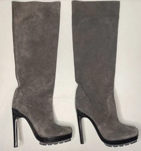 Stivali donna Michael Kors grigio scamosciato tacco al ginocchio Made in Italy taglia 38,5 8 US - Foto 1 di 10