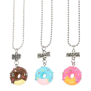 3 Pcs Simulation Donut Child Girls Necklaces Matching Friendship - Picture 1 of 12