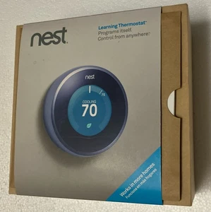 Nest Learning Programmable Thermostat Silver In Excellent Condition Works Great - Picture 1 of 7