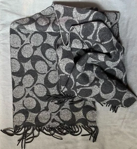 COACH Cashmere Scarf Signature Reversable Muffer 12" x 74" - Picture 1 of 6