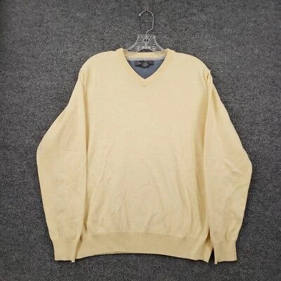 Suéter Grayson & Dunn Para Hombres L Grande Amarillo Cuello en V Pullover Manga Larga Jersey Foto 1 de 4