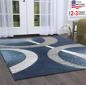 Area Rugs 8x10 Navy Blue And Gray For Living Room Reduced Price Modern Clearance - Picture 1 of 5