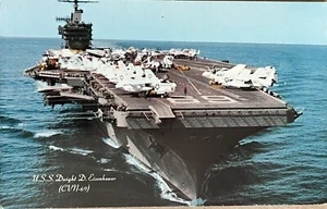 U.S.S. Dwight D Eisenhower Nuclear Aircraft Carrier CVN-69 Ship Postcard - Picture 1 of 6