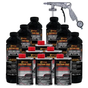 Bed Liner CUSTOM COAT BLACK 1.5 Gal Urethane Spray-On Truck Kit FREE Spray Gun - Picture 1 of 5