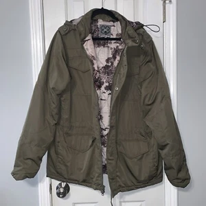 Cappotto Lucky Brand stile Utility Field verde oliva full zip Thinsulate taglia XL - Foto 1 di 15