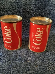 Vintage Coca Cola Salt & Pepper Shakers, Metal, 2 1/2 Inches Tall - Picture 1 of 4