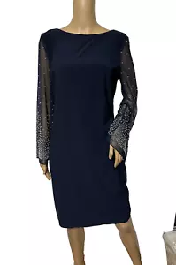 Cachet Jersey Gown Sequin Sheer Bell Sleeves Midi Dress Size M - Picture 1 of 5