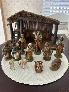 Presepe Natalizio Italia Gesso Cartapesta 11 Statuine 3 Mucca Reale - Foto 1 di 24