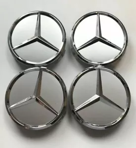 4x Mercedes Silver 75mm Alloy Wheel Centre Hub Caps AMG A B C E S M Class CLA - Picture 1 of 2