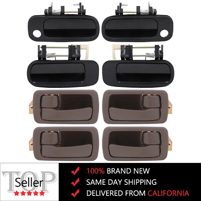 Maçanetas de porta 8x internas e externas para Toyota Camry 1992-96 esquerda direita marrom preto - Imagem 1 de 4