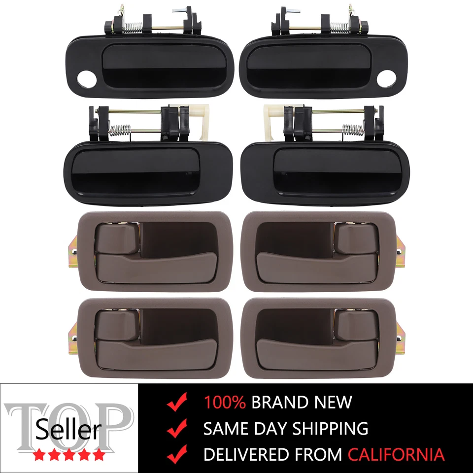 8x Manijas de puerta izquierda derecha marrón negro interior y exterior para Toyota Camry 1992-96 Foto 1 de 4