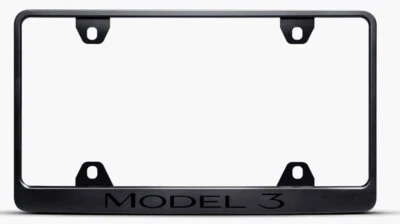 Black Tesla Model 3 Satin  License Plate Frame BLACK ON BLACK - Image 1 of 4