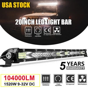 20" inch Slim LED Work Light Bar Spot Flood Combo for SUV ATV Beam Offroad Truck - Picture 1 of 12