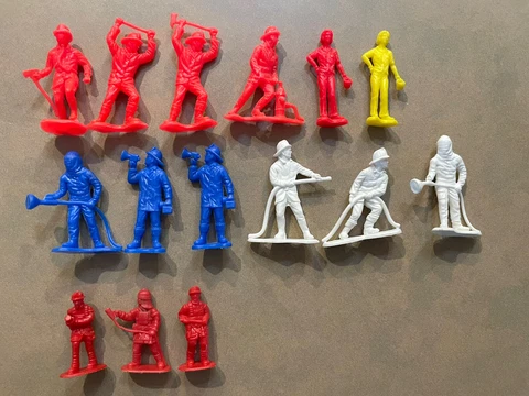Vintage 1960’s  1970’s Plastic Fireman Figures Red White Blue Yellow Lot Of 15 Cover
