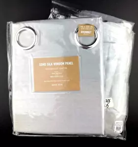 West Elm Window Curtain Pair Soho Silk Drape Panel 48 X 63 Silver Grommet NEW - Picture 1 of 5
