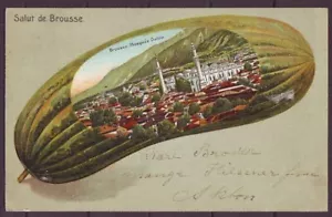 q5270/ Mezquita de Turquía Salut de Brousse Bursa como cubierta de postal de sandía 1901 - Imagen 1 de 2