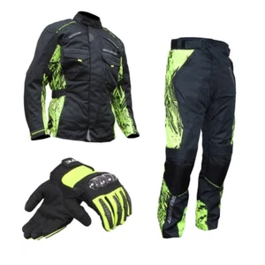 Wulfsport & Duchinni Kids Motorcycle Jacket, Trouser & Glove Black / Yellow Kit - Picture 1 of 6