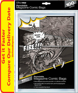 Ultra Pro Resealable Magazine Size Clear Comic Bags Sleeves Acid Free x 100