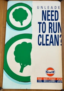 Vintage Gulf Petrol Motorabilia Werbeplakat für Garagen Vinyl 101cmx64cm - Bild 1 von 6