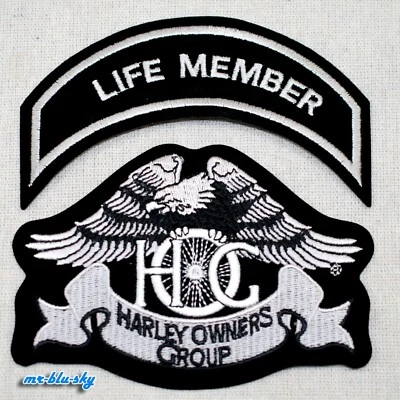 Parche plateado Small Heritage Eagle & Life Member ~ Harley Davidson Owners Group Foto 1 de 3