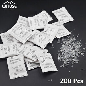200Pcs 1g Silica Gel Desiccant Sachets Pouches Moisture Absorber Drying Bags B3