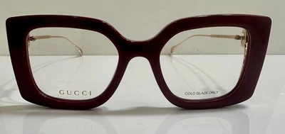 Gafas para mujer Gucci GG1567O 003 borgoña/dorado borde completo forma mariposa 52 mm Foto 1 de 4