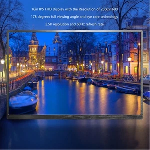 Portable Monitor 16in 2.5K IPS FHD HDR 60Hz Refresh Type C Mini HD External NEW - Afbeelding 1 van 18