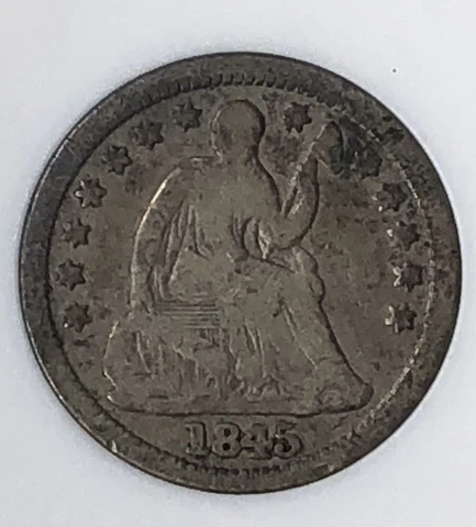1845 Seated Liberty Half Dime. ANACS VG8 Breen 3039 Scarce Cover