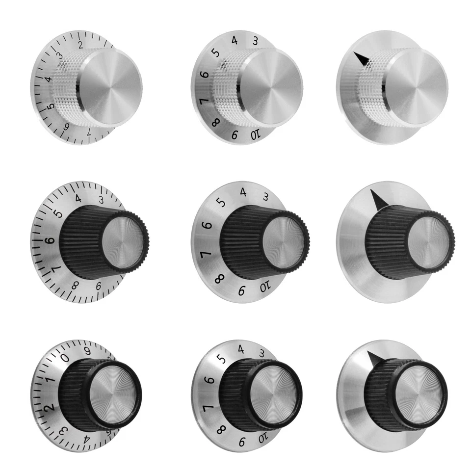 Potiknopf Drehknopf Reglerknopf ALU Schwarz Potentiometer 6mm Achse Aluminium - Bild 1 von 3