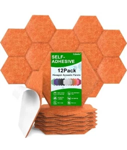 12 Pack Soundproof Orange Wall Panels Self-Adhesive Acoustic NEW - Picture 1 of 3