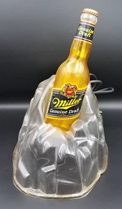 Vintage Miller Genuine Draft  Plastic Table Top BAR LIGHT Beer Bottle on Ice - Picture 1 of 7