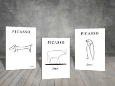 Pablo Picasso ink line drawing Sketch Dog Bull Penguin ANIMAL CANVAS POSTER 795