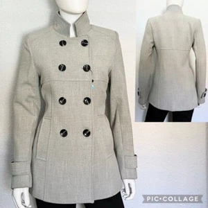 NWT WOMEN COAT DOUBLE-BREASTED PEACOAT LINED INSULATED JACKET STAND-UP COLLAR - Picture 1 of 8