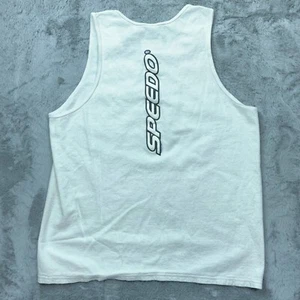 Vintage Speedo Tank Top Extra Large White Spell Out Made in the USA - Picture 1 of 7