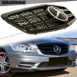 Fit BZ 10-13 W221 S-Sedan Front Bumper Replaced Grille- Jet Gloss Black D Look - Picture 1 of 3