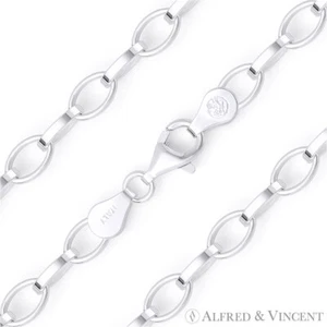 4.5mm Romy Link Italian Cable Chain Necklace in Solid .925 Italy Sterling Silver - Picture 1 of 2