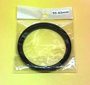 PLAIN BLACK ADAPTER-RING 55mm to 62mm 55-62 mm Step Up Filter Ring M55-F62  - Picture 1 of 8