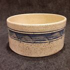 Hand Thrown Stoneware Art Pottery BOWL Speckled Blue Cream Signed 7.5 inch x 3.5