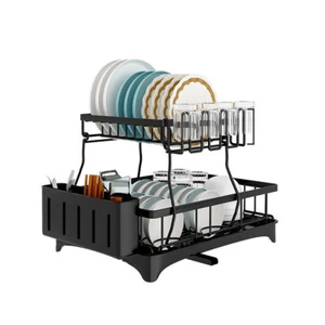 Dish Rack Sink Rack Drain Strainer Basket 2-Tier Drying Kitchen Over the Sink - Picture 1 of 7