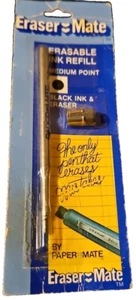 Eraser Mate Ink Refill Black Medium Point Vintage Unopened With Eraser Refill - Picture 1 of 4