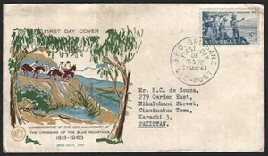Australia 1963 150th anniv. The Crossing of Blue Mountains WCS FDC to Pakistan - Picture 1 of 1